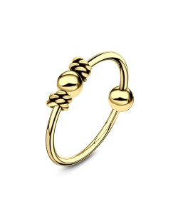 Gold Plated Knit Silver Ball Nose Ring NSKR-57-GP